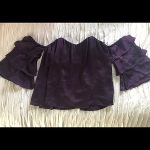 Off the shoulder, semi-open back blouse